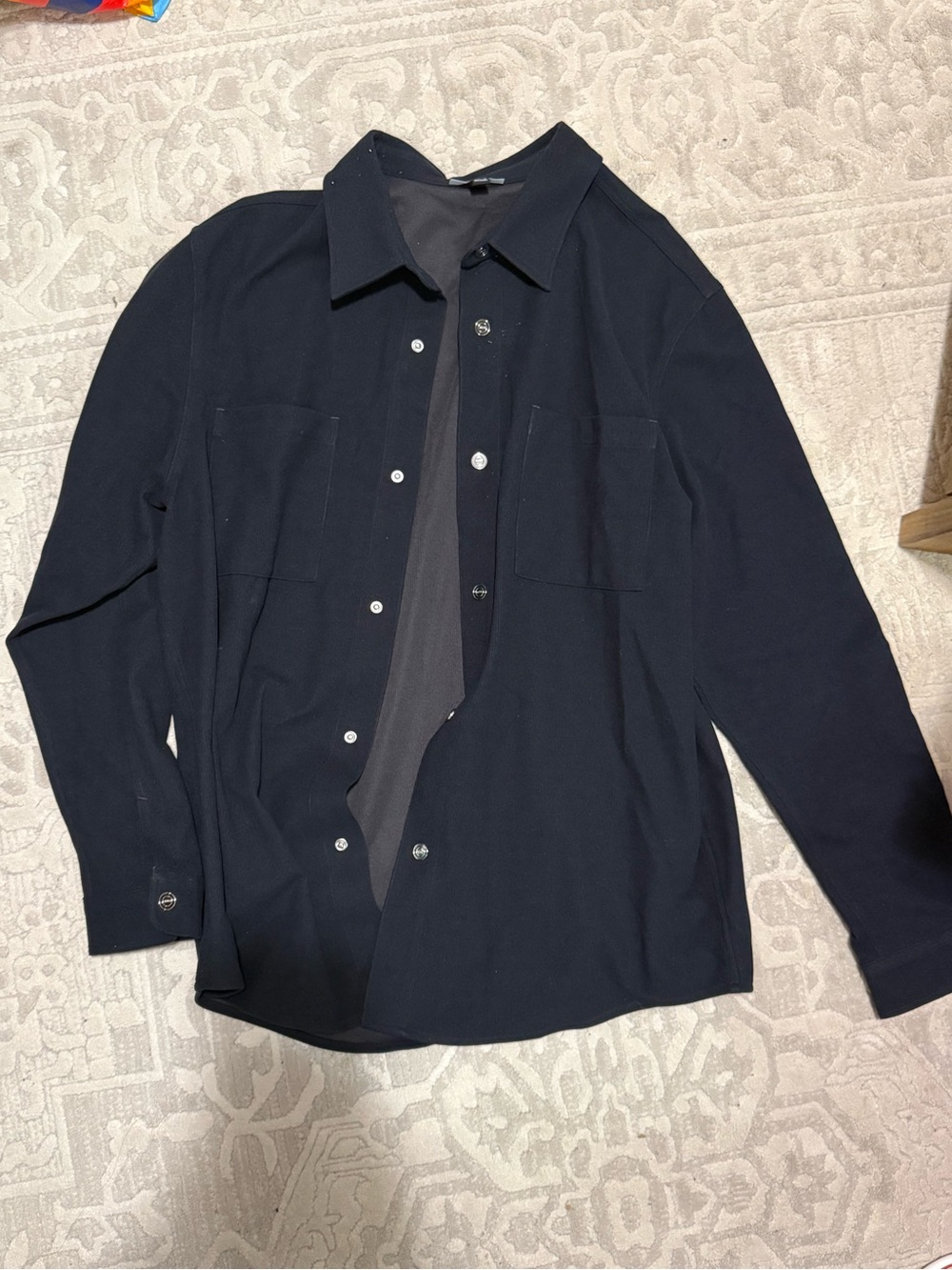 Reiss Balck Lightweight Button-Front Shirt Jacket
